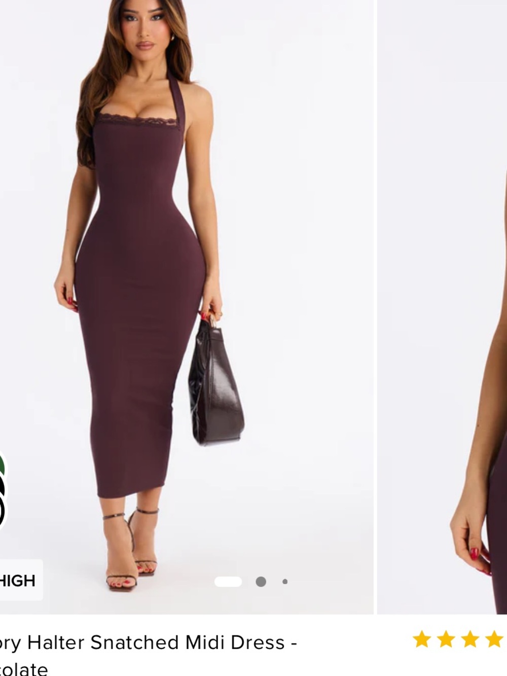 Fashion Nova Mallory halter snatched midi dress chocolate XXS
